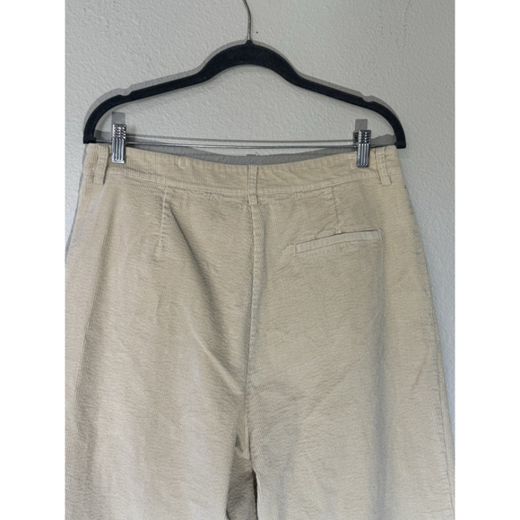 Lioness Women’s Wide Leg Corduroy Pants Beige Size L High-rise Pleated Trousers - Picture 6 of 12